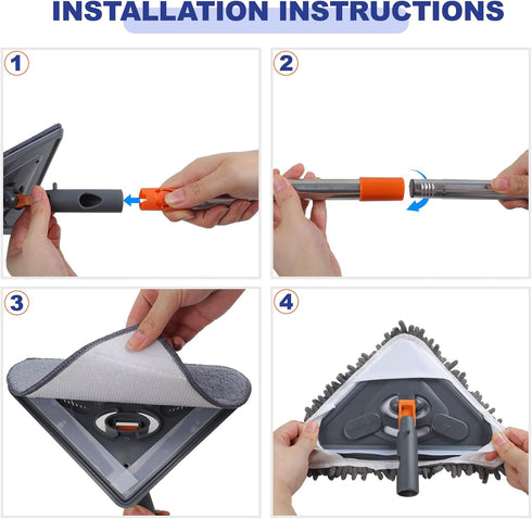 Wall Cleaner Mop with 79 Inches Long Handle, 360° Washer Cleaner Tool for Walls, Ceiling Fans, Dust, Floors, 6