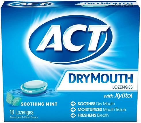ACT Dry Mouth Soothing Mint Lozenges, 18 ea (Pack of 4)