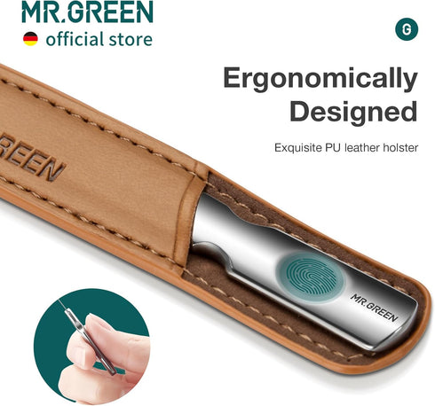 MR.GREEN Long Double Sided Nail Files, Stainless Steel Manicure Pedicure Grooming Tools for Finger Toe Nail Care
