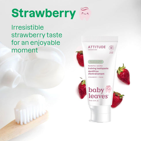 Attitude Baby and Child Fluoride-Free Training Toothpaste, EWG Verified, Vegan, Strawberry, 2.6 Oz