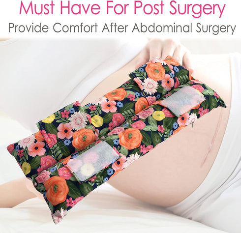 Hysterectomy Pillow Abdominal Surgery Seatbelt Pillows with Pocket – Myomectomy Comfort Cushion for Belly Incision