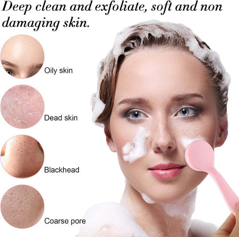 Silicone Manual Facial Cleansing Brush Skin Friendly Scrubber for Exfoliating, Massaging, and Makeup Removal