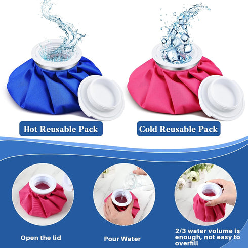 4 Packs Reusable Ice Pack for Cold and Hot Use - Hot Water Bag for Kids & Adults, 5.5 Inches (Classic Pure Style)