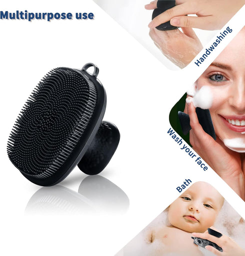 VWMYQ Face Scrubber, Silicone Face Wash Brush, Manual Waterproof Cleansing Skin Care Brush for Exfoliating, Black