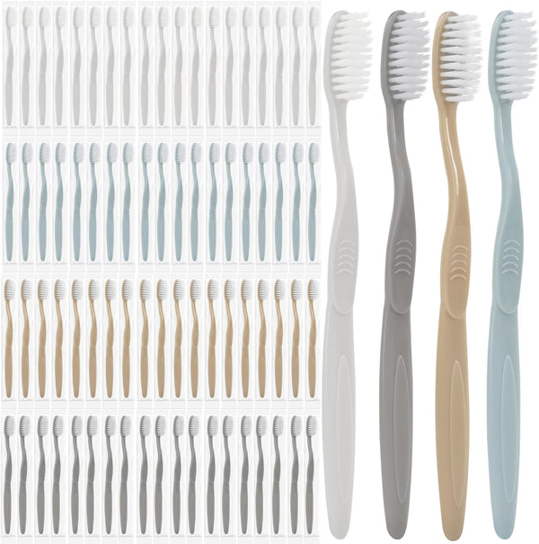DR.BRIGHT 80 PCS Individually Wrapped Bulk Toothbrushes, Travel Toothbrush Set for Adults & Kids, Multi-Colored