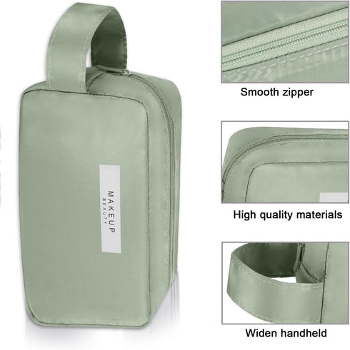 Queboom Travel Makeup Bag, Cosmetic Bag Toiletry Bag for Women and Men (Green-3pcs)
