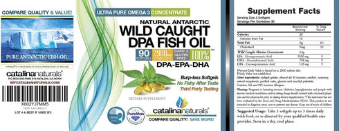 Wild Caught Omega-3 DPA Fish Oil, 2900 mg with DPA, EPA & DHA, 90 SoftGels, Triple Strength Burp-Free
