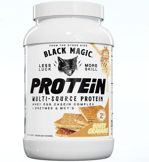 Magician Black Magic Multi-Source Whey Protein Powder, 24g, 2 LB, Keto, Low Sugar, Honey Graham Crackers Flavor
