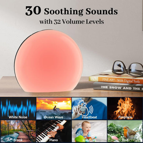 Meditation 30 12 10 32-Level 4 White Noise Sound Machine with Soothing Sounds Colors Night Light Brightness Levels
