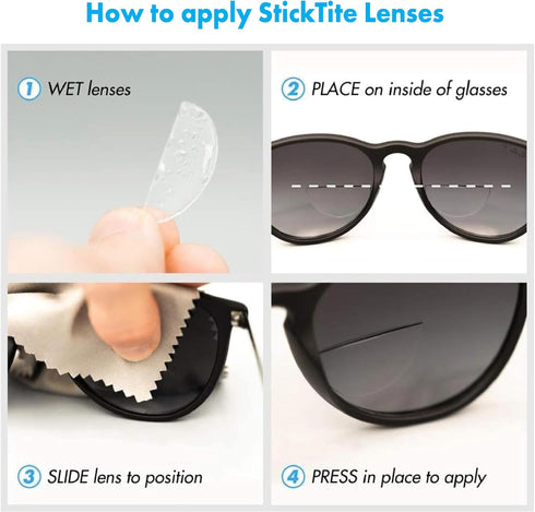 StickTite Lenses Small 28mm Stick-On Bifocal Lens, Convert Sunglasses into Magnified Reading Glasses