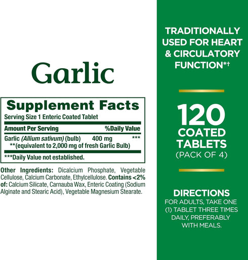 Nature's Bounty Odor Free Garlic 2000 mg, 120 Count