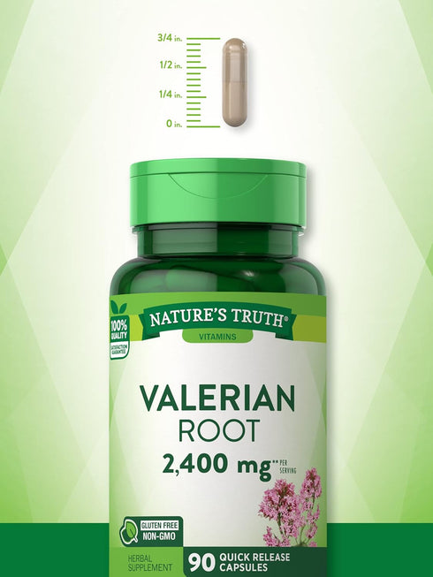 Nature's Truth Valerian Root Capsules - 2400mg, 90 Count Non-GMO & Gluten Free Supplement