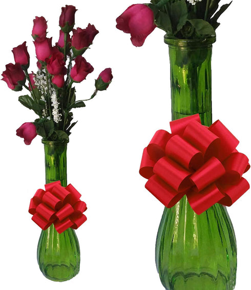 Red Decorative Gift Pull Bows, 5" Wide, Set of 10 for 4th of July, Birthday, Christmas