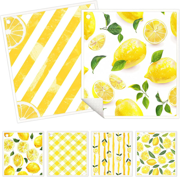 6 Pack Swedish Dishcloths for Kitchen, Reusable Absorbent Cellulose Cleaning Sponge Cloths, Biodegradable