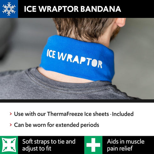 Ice Wraptor Bandana + Insert, Portable Ice Therapy for Pain Relief, Adjustable Fit, Lightweight, 1 Cryosheet Insert