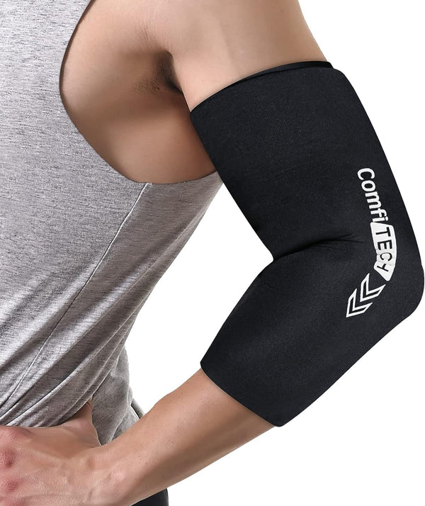 ComfiTECH Elbow Ice Pack for Tendonitis, Reusable Ice Pack Wrap for Injuries, M Black