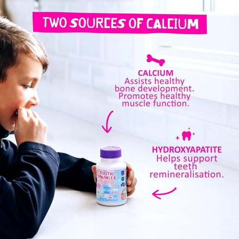 Jack N' Jill Tooth Sparkles, Calcium Chews for Teeth & Bone Development, Natural Strawberry, 60 Tablets