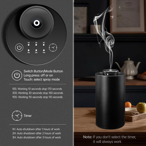 SNAHWGI 5ml/ 10ml/ 20ml 3 Countdown 3 Waterless Essential Oil Diffuser, Battery Operated Mini Scent Air Machine