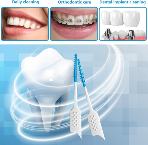 Soft Silicone Interdental Brush, Braces Brush, Corrective Brush, Disposable, Suitable for Cleaning Teeth Health (Blue,