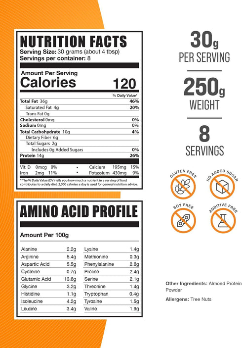 BulkSupplements.com Almond Protein Powder - Plant Based Protein, Flavorless Protein Powder, Almond Powder - Unflavored & Gluten Free, 30g per Serving, 250g (8.8 oz) (Pack of 1)