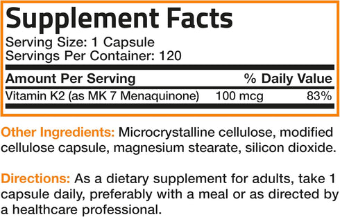 Bronson Vitamin K2 as MK-7 Menaquinone 100 mcg, 120 Capsules, Non-GMO
