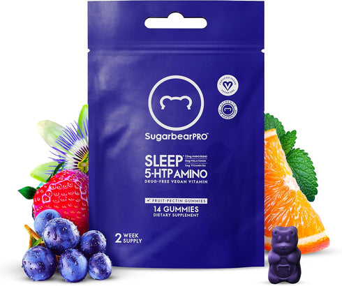 SugarbearPro Sleep Gummy for Adults - 14 Day Supply with Extra Strength Melatonin, L-Theanine, Vegan Sleep Aid