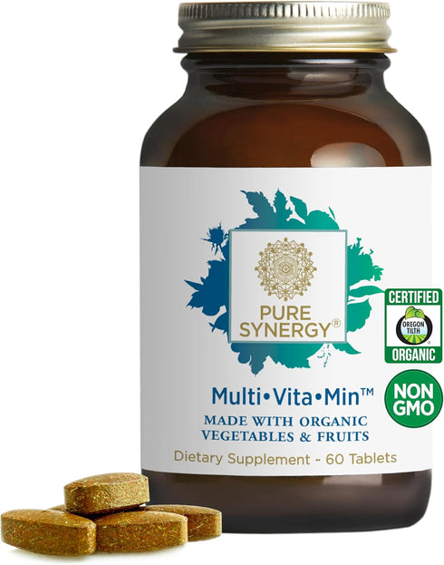 PURE SYNERGY Multi·Vita·Min, Vegan Multivitamin Made with Organic Whole Foods, 60 Tablets