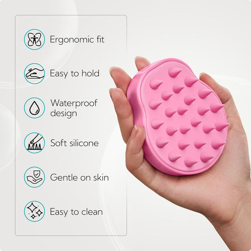 HEETA Hair Scalp Massager Shampoo Brush, 2 Pack Soft Silicone Bristles for Dandruff Removal, Green & Pink