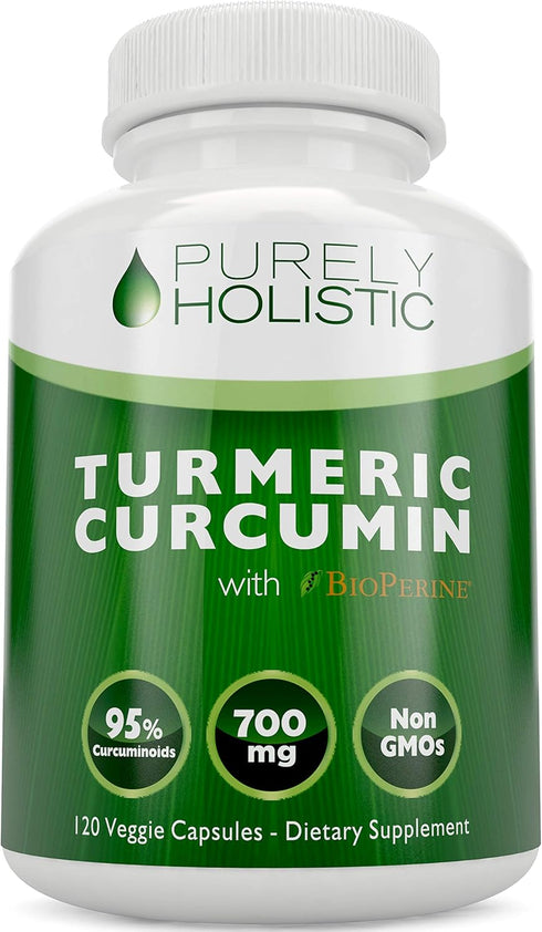 Turmeric Curcumin with BioPerine - 120 Vegan Capsules, 700mg Turmeric per Capsule with Black Pepper Extract