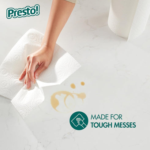 Amazon Brand - Presto! Flex-a-Size Paper Towels, 158 Sheet Huge Roll, 12 Rolls (2 Packs of 6), White