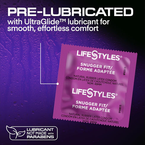 Pack, 100 Count Lifestyles Snugger Fit Natural Rubber and Lubricated Latex Condoms Value