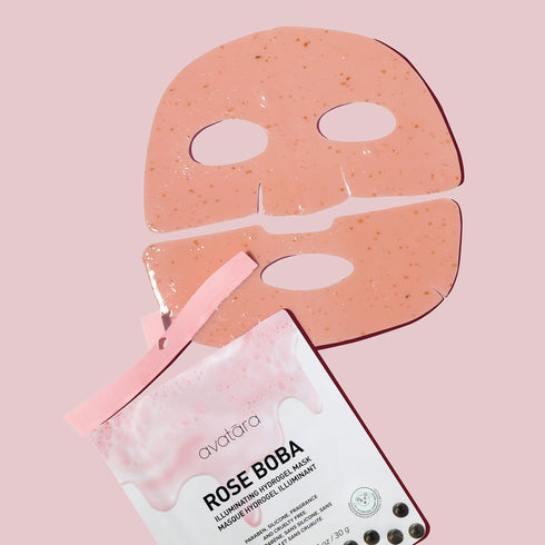 Avatara Rose Boba Hydrogel Mask, 2-Piece Glow-Enhancing Skin Care Mask with Niacinamide