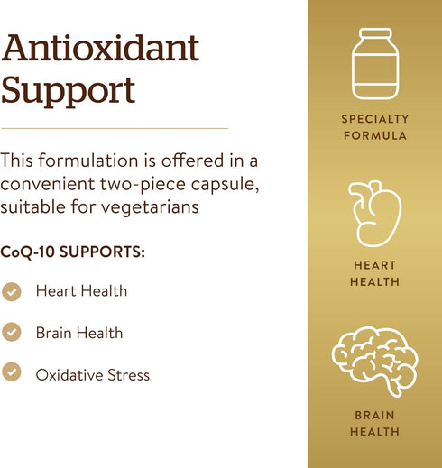 Solgar Vegetarian CoQ-10 200 mg, 60 Vegetable Capsules, Heart Healthy Antioxidant Supplement