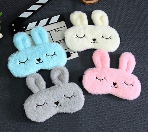 4 Pack Soft Plush Cute Animal Rabbit Sleeping Eye Mask Blindfold Sleep Masks for Kids Girls Women Home Traveling