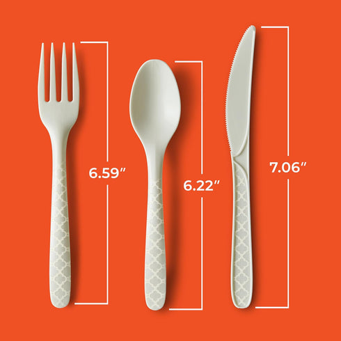 Set, 8 8 8 24 Count Hefty ECOSAVE Compostable Assorted Cutlery Utensils for BBQs, Tailgates, Camping, Parties