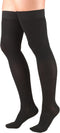 Truform Compression Stockings for Men and Women, 30-40 mmHg, Thigh High, Dot-Top, Closed Toe, Black, Medium