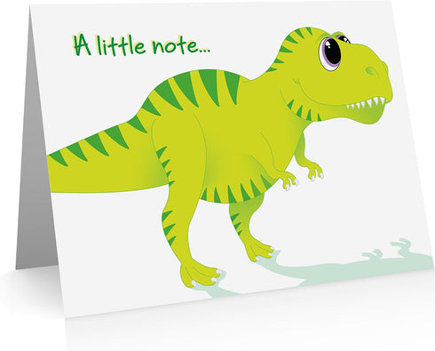 Little Notes by Comptime (24 Dinosaur Note Cards Foldover Cards and Envelopes) Kids Thank You Cards