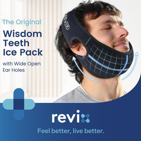 REVIX Wisdom Teeth Ice Pack Head Wrap, 3D Sewing Jaw Ice Pack for Pain Relief, Extra Snug Fit with Gel Packs