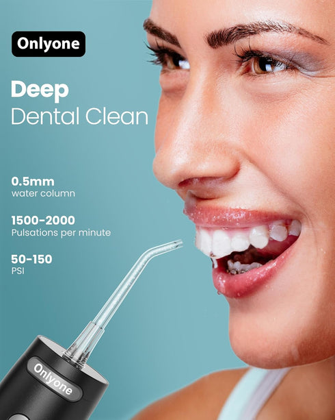 Onlyone Water Dental Flosser Pick for Teeth, 300ML Portable Oral Irrigator, Rechargeable Travel Cleaner, IPX7 Waterproof