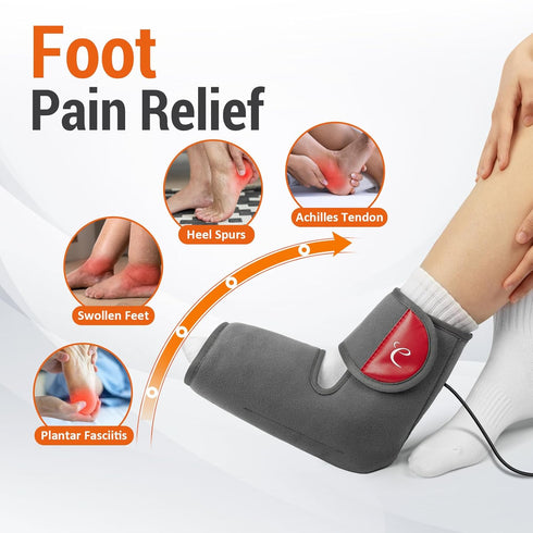 Comfytemp Foot Heating Pad for Plantar Fasciitis, Heated Ankle Wrap Foot Warmer with 3 Heat and Time Sets, FSA HSA