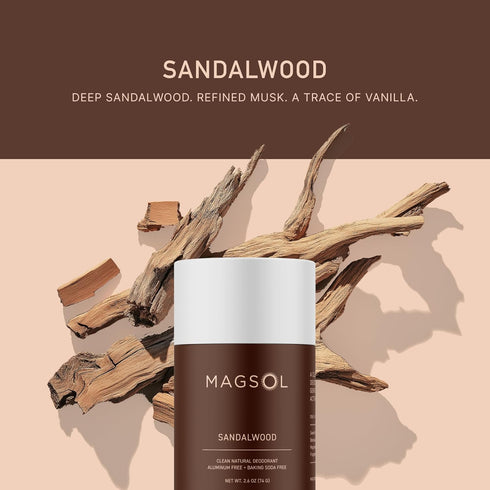 MAGSOL Natural Deodorant for Men & Women, Aluminum Free, Gentle on Skin, Sandalwood