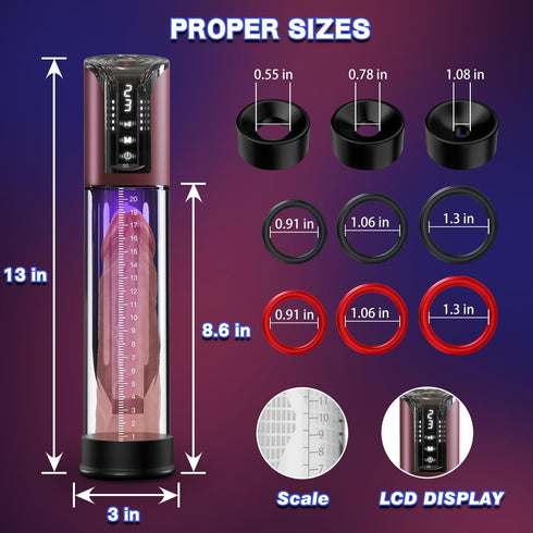 Quxeu 4 6 Electric Penis Pump Male Sex Toys Vacuum Pump with Suction Intensities Automatic Penis Extender and Rings