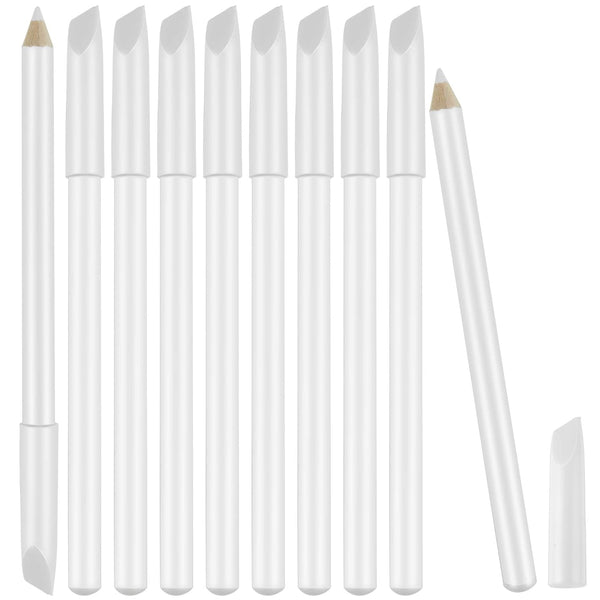 Maitys 10 Pieces White Nail Pencil, 2-in-1 Whitening French Manicure Tool with Cuticle Pusher for DIY Art