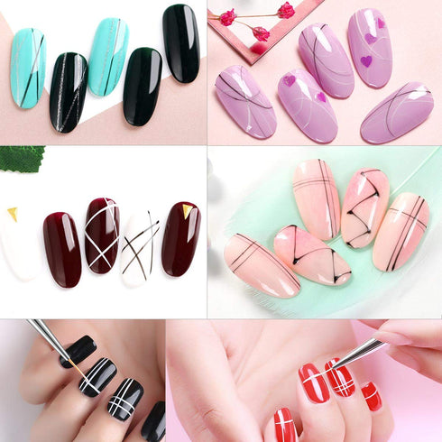 Tbestmax Professional Fine Nail Art Liner Brush, 3 pcs UV Gel Painting Acrylic Nail Brushes for Short Strokes and