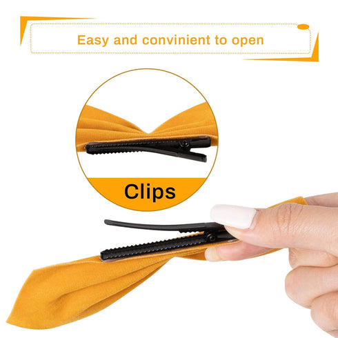 Whaline 4 Pairs Velvet Hair Bows and Barrettes in Mix Colors, 8 Non-Slip Bowknot Clips for Girls & Women