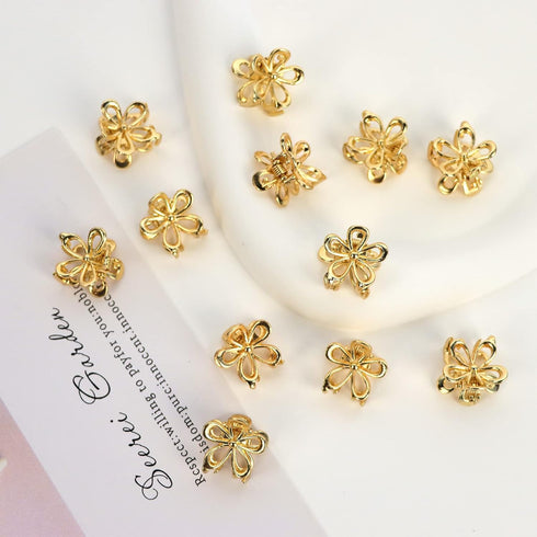 YISSION 12PCS Small Flower Hair Clips - Cute Metal Hair Barrettes for Women and Girls, Mini Gold Flower Claw Clips
