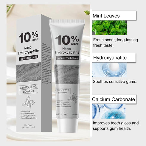 Vingtank 10% (2) Hydroxyapatite Toothpaste, Nano Hydroxyapatite Toothpaste, Natural and Fluoride-Free, Gentle on