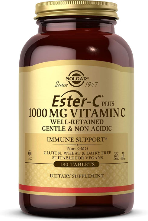 Solgar Ester-C 1000mg Vitamin C Tablets, 180 Vegan Tablets, Antioxidant Support
