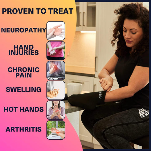 Relief Genius Cold Therapy Socks & Hand Ice Pack Gloves, Cold Care Package for Chemotherapy Neuropathy, Large Black