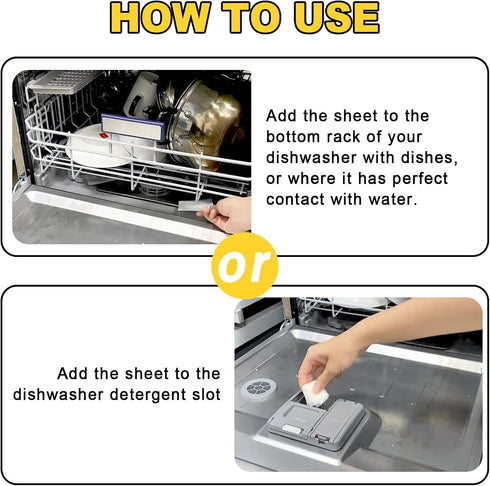 Eco Dishwasher Detergent Sheets, Up to 160 Loads, Citrus Lemon Scent, Plastic Free Dishwashing Soap Strips